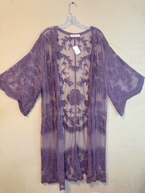 Fairy Lavender Lace S/M Kimono Duster Festival Boho Indie Cowgirl Rodeo Whimsy